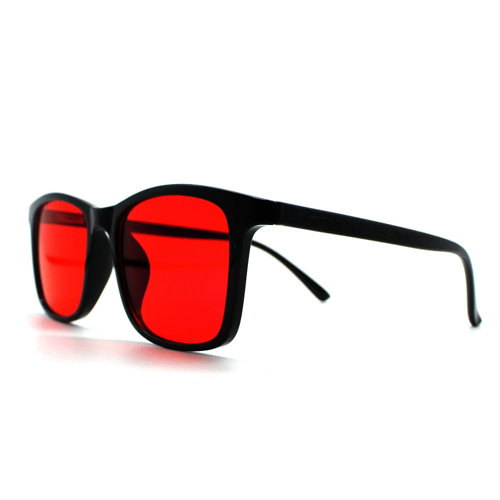 New blue light blocking glasses with red and orange lenses for fatigue protection and fashionable design wearing during gaming