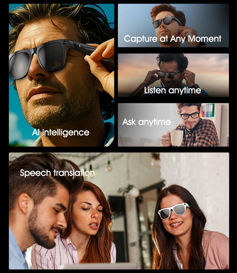 Xiaomi 4K HD Smart Glasses AI GPT Camera Bluetooth Call 260Mah Battery Voice Assistant Translate Identify Objects Smart Glasses
