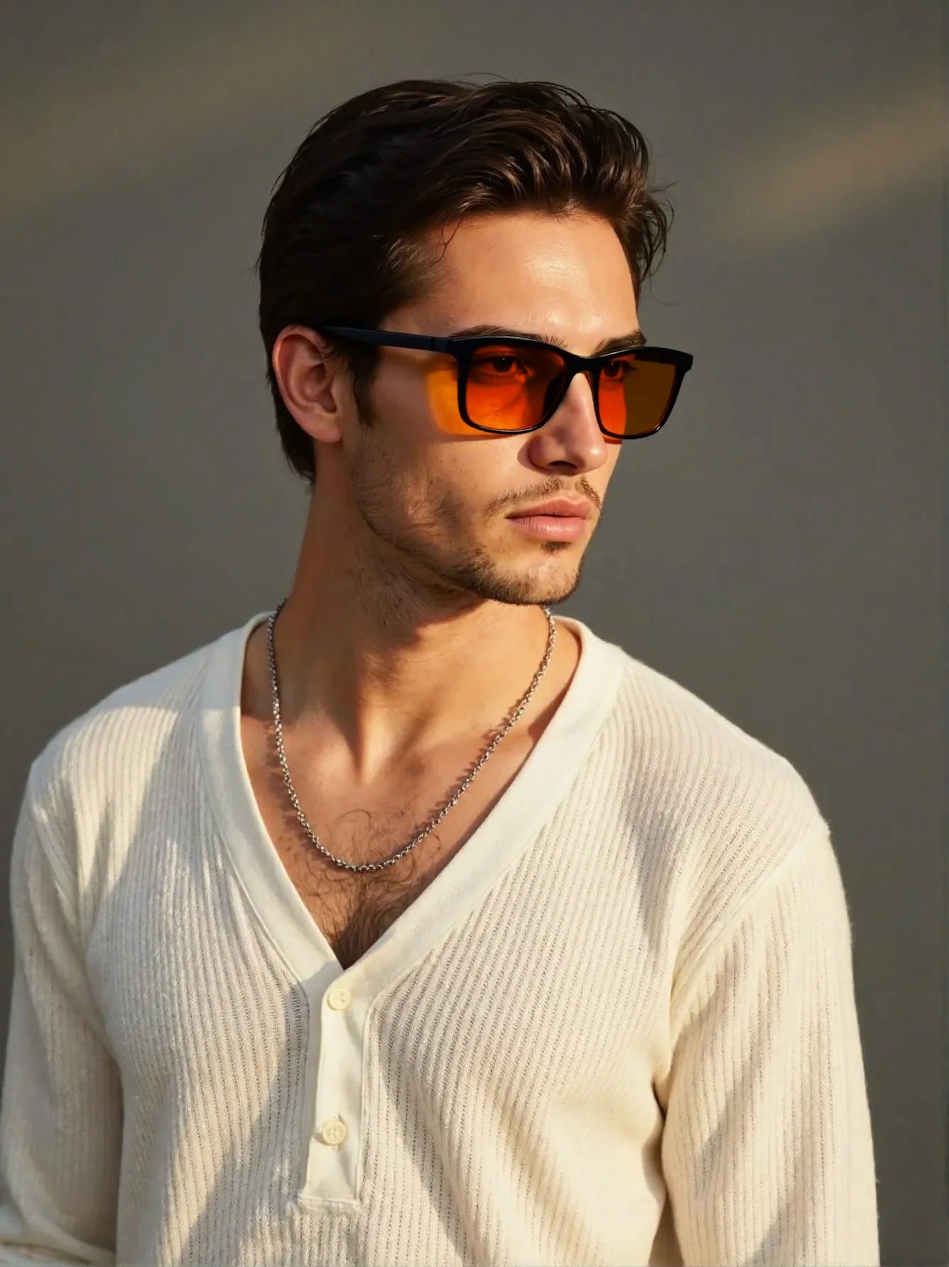 New blue light blocking glasses with red and orange lenses for fatigue protection and fashionable design wearing during gaming