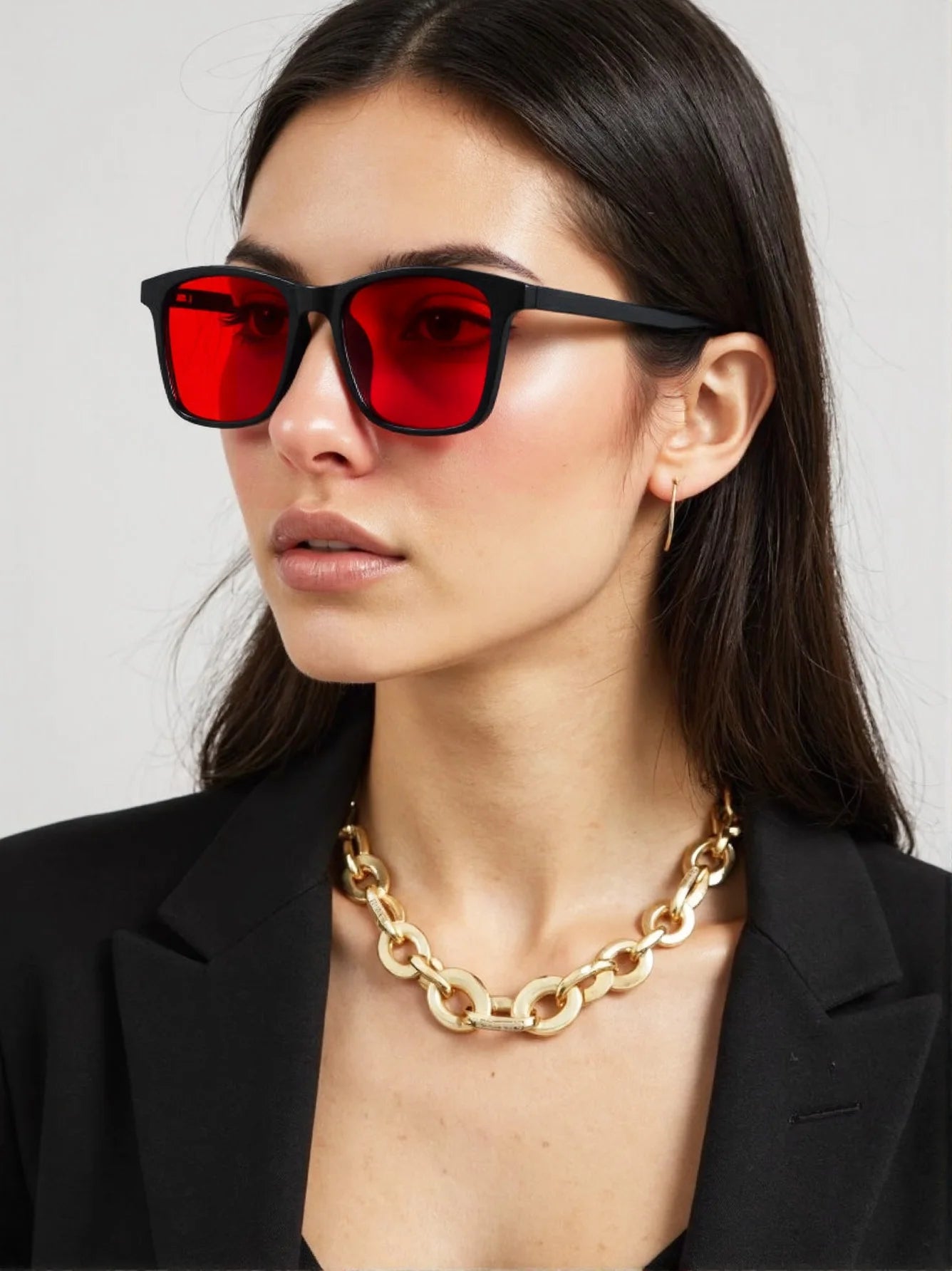 New blue light blocking glasses with red and orange lenses for fatigue protection and fashionable design wearing during gaming