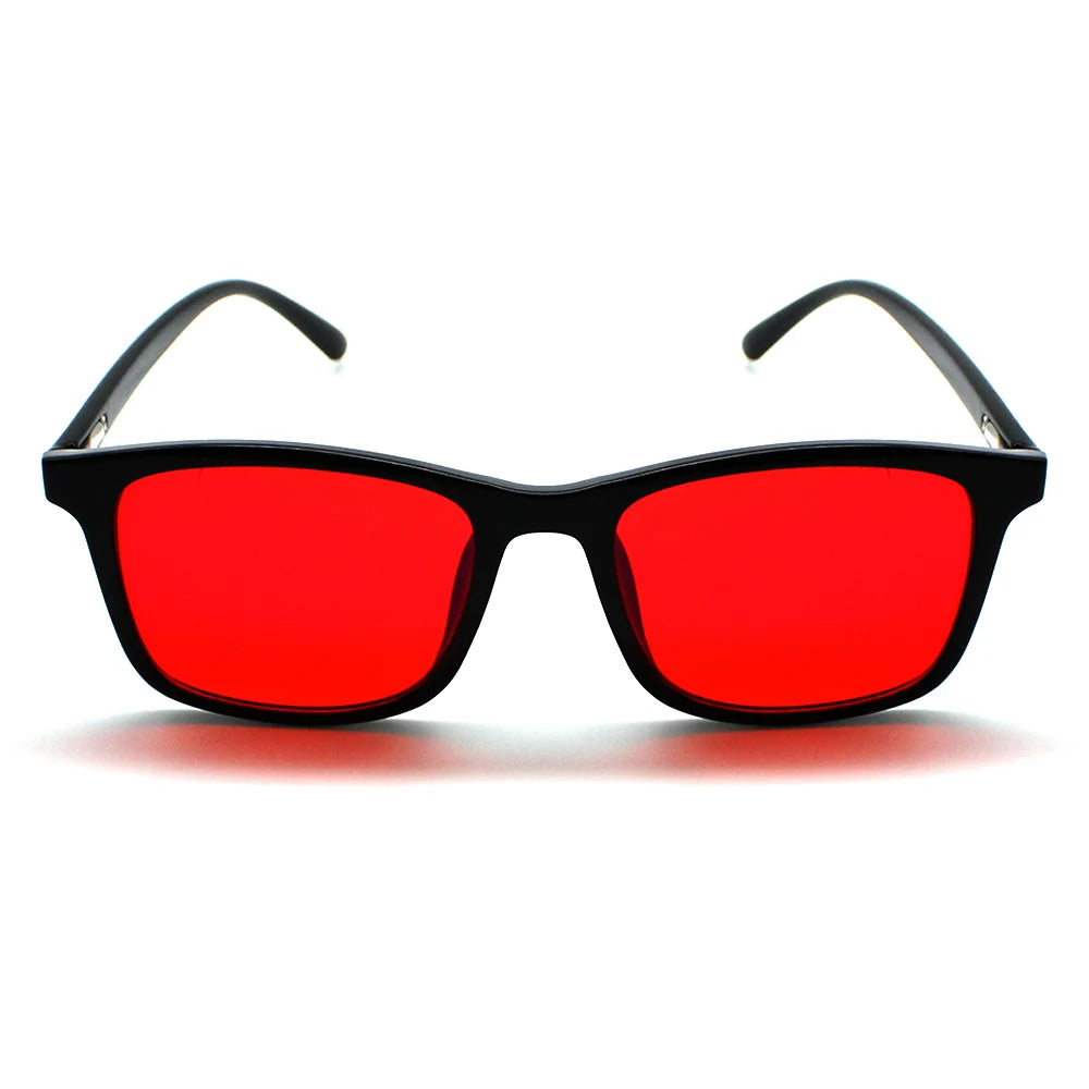 New blue light blocking glasses with red and orange lenses for fatigue protection and fashionable design wearing during gaming