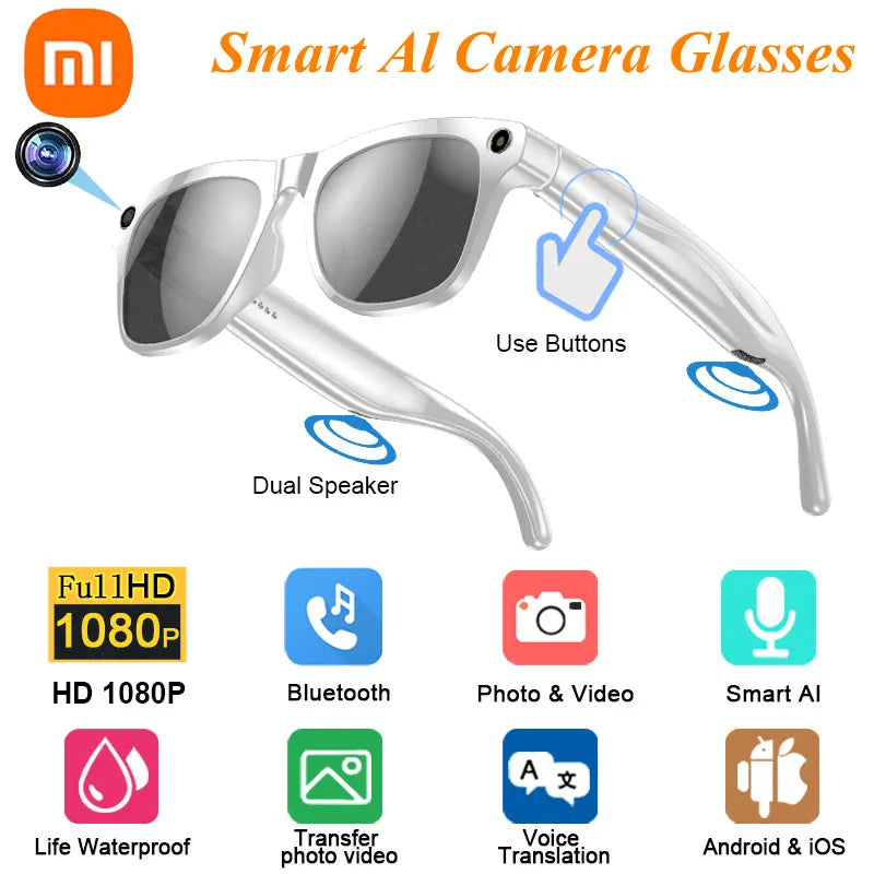 Xiaomi 4K HD Smart Glasses AI GPT Camera Bluetooth Call 260Mah Battery Voice Assistant Translate Identify Objects Smart Glasses