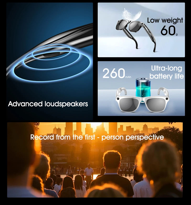 Xiaomi 4K HD Smart Glasses AI GPT Camera Bluetooth Call 260Mah Battery Voice Assistant Translate Identify Objects Smart Glasses